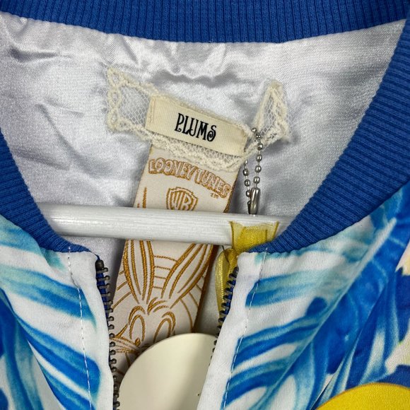 Plums Looney Tunes Jacket Womens XS Blue Tweety Bird Bomber Full Zip Front - Picture 4 of 11